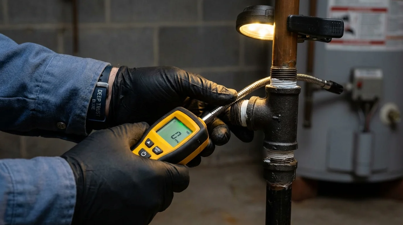 Gas leak detection with electronic sniffer by Johns Plumbing LLC in Warsaw